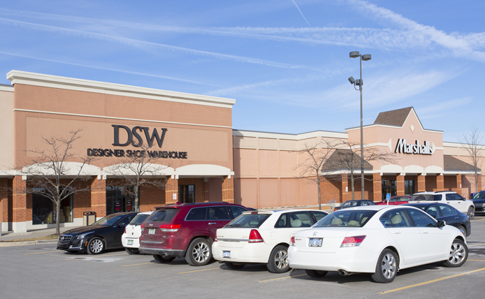 DSW storefront in Brixmor retail shopping center