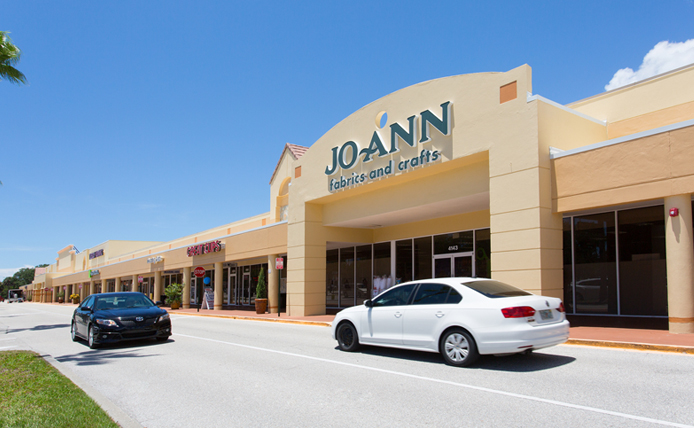 Joann storefront in Brixmor retail shopping center