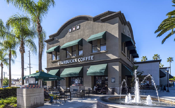 Starbucks Coffee at shopping center Brea Gateway in CA