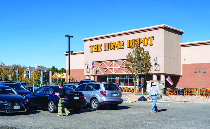 2 customers in parking lot of The Home Depot.