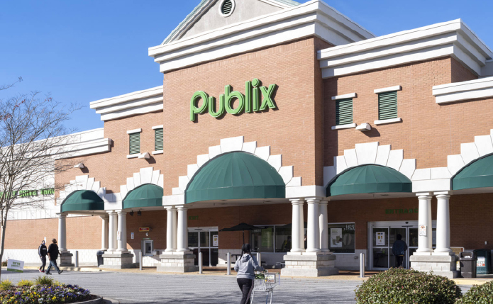 Woman with shopping cart at Publix supermarket