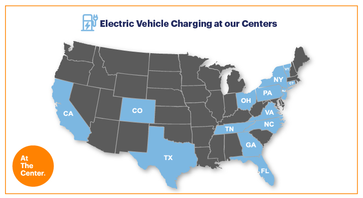 Graphic of states with Electric Vehicle Charging