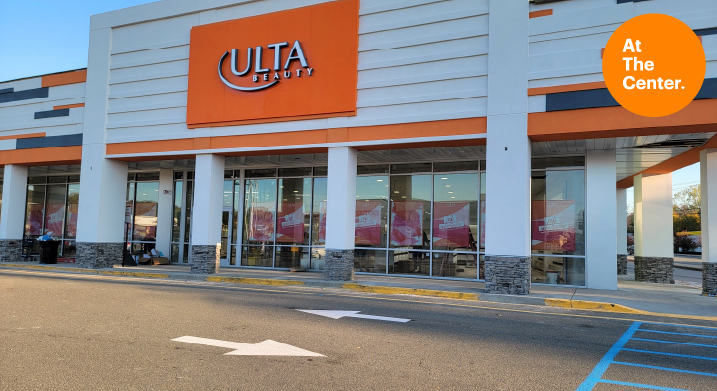 Two way access road in front of Ulta Beauty store.