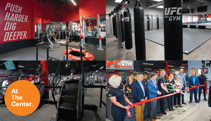 Photos of empty UFC Gym and group doing ribbon cutting 