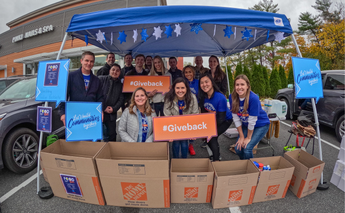 Group employee photo for food collection drive