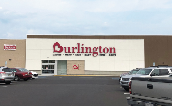Parking lot of Burlington at outdoor shopping center in Altoona, Pennsylvania