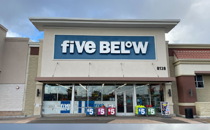 Storefront of Five Below.