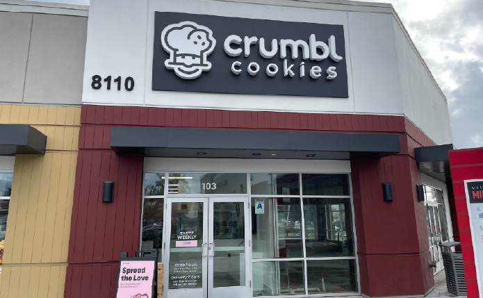 Crumbl cookies storefront.