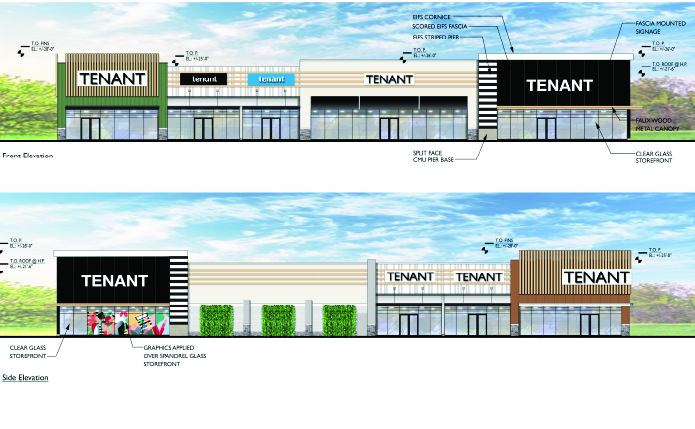 Elevation plan of Barn Plaza.