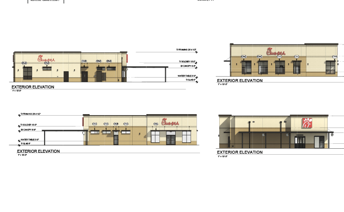 Architectural rendering of a Chick-Fil-A store.