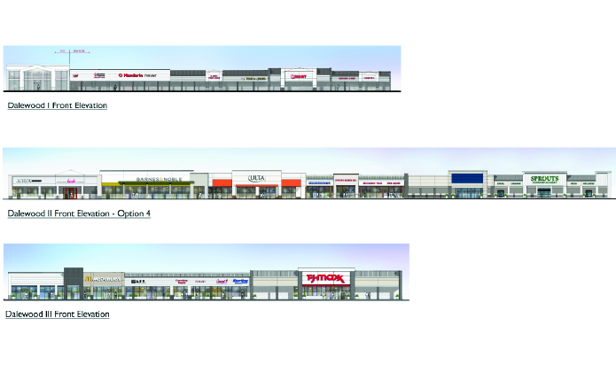 Rendering of Dalewood Shopping Center proposed storefronts.