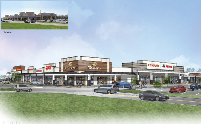 Cars driving through parking lot in front of Panera Bread at Old Bridge Gateway in Old Bridge, New Jersey