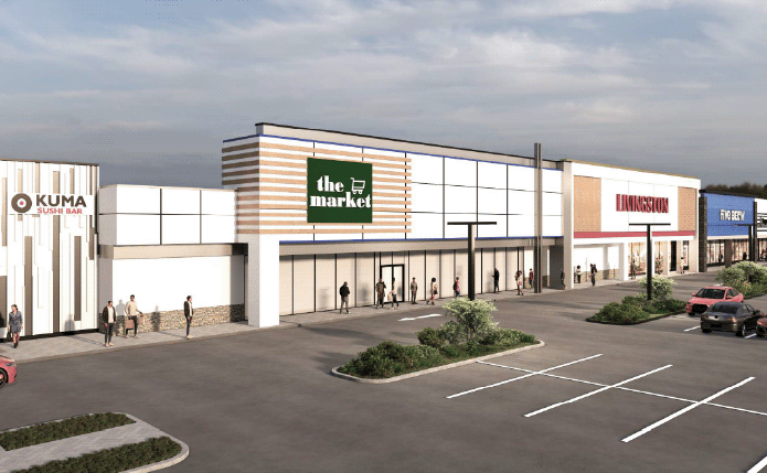 The Market storefront rendering in Rockland Plaza.