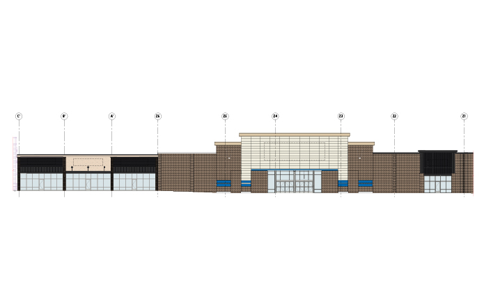Rendering of an elevation for Tinley Park Plaza.
