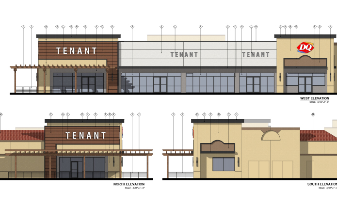 Diagram drawing of small shops at Vail Ranch Center in Temecula, California