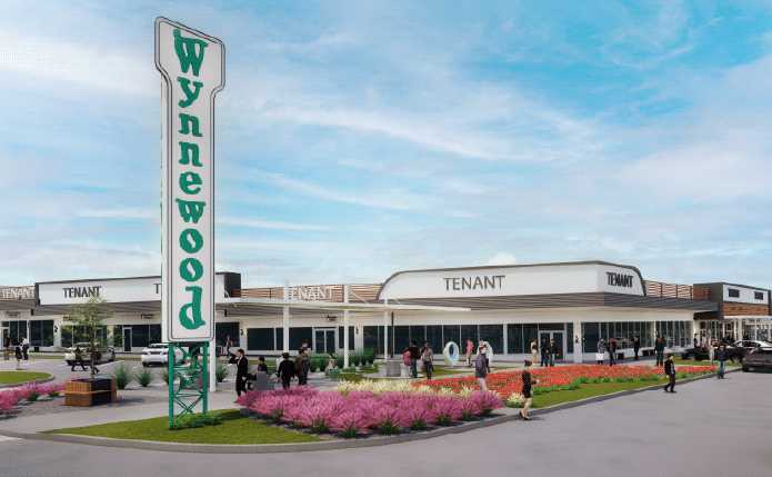 Rendering of Wynnewood Village sign and entrance.