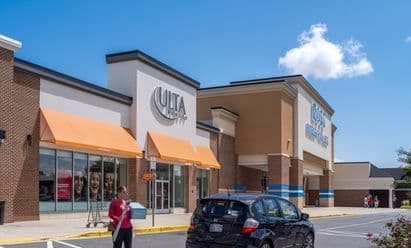 Redeveloped ULTA Beauty and Ross Dress for Less storefronts at Fox Run Shopping Center in Prince Frederick, MD showcasing modernized façades, improved pedestrian access, and enhanced site design.